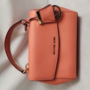Michael Kors Small Ava Coral Saffiano Leather Satchel Bag